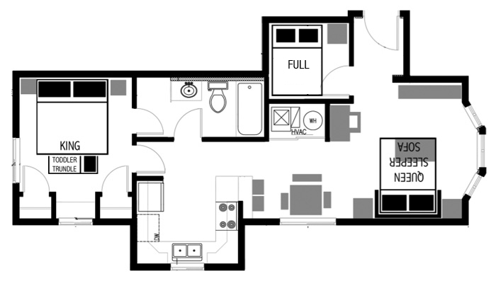 2-bedroom Vacation Rental Floor Plan
