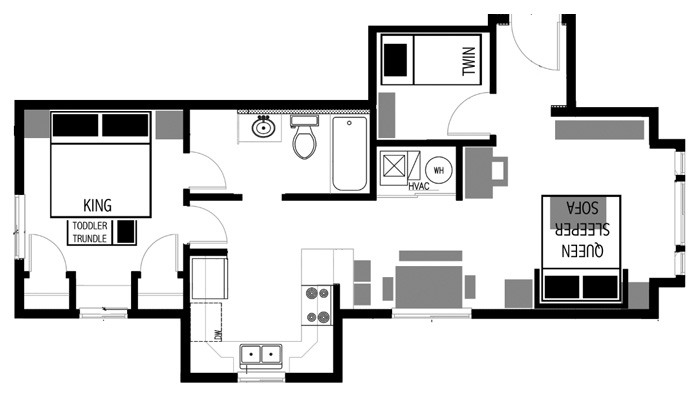 2-bedroom Vacation Rental floor plan