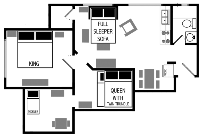 2-bedroom Vacation Rental floor plan